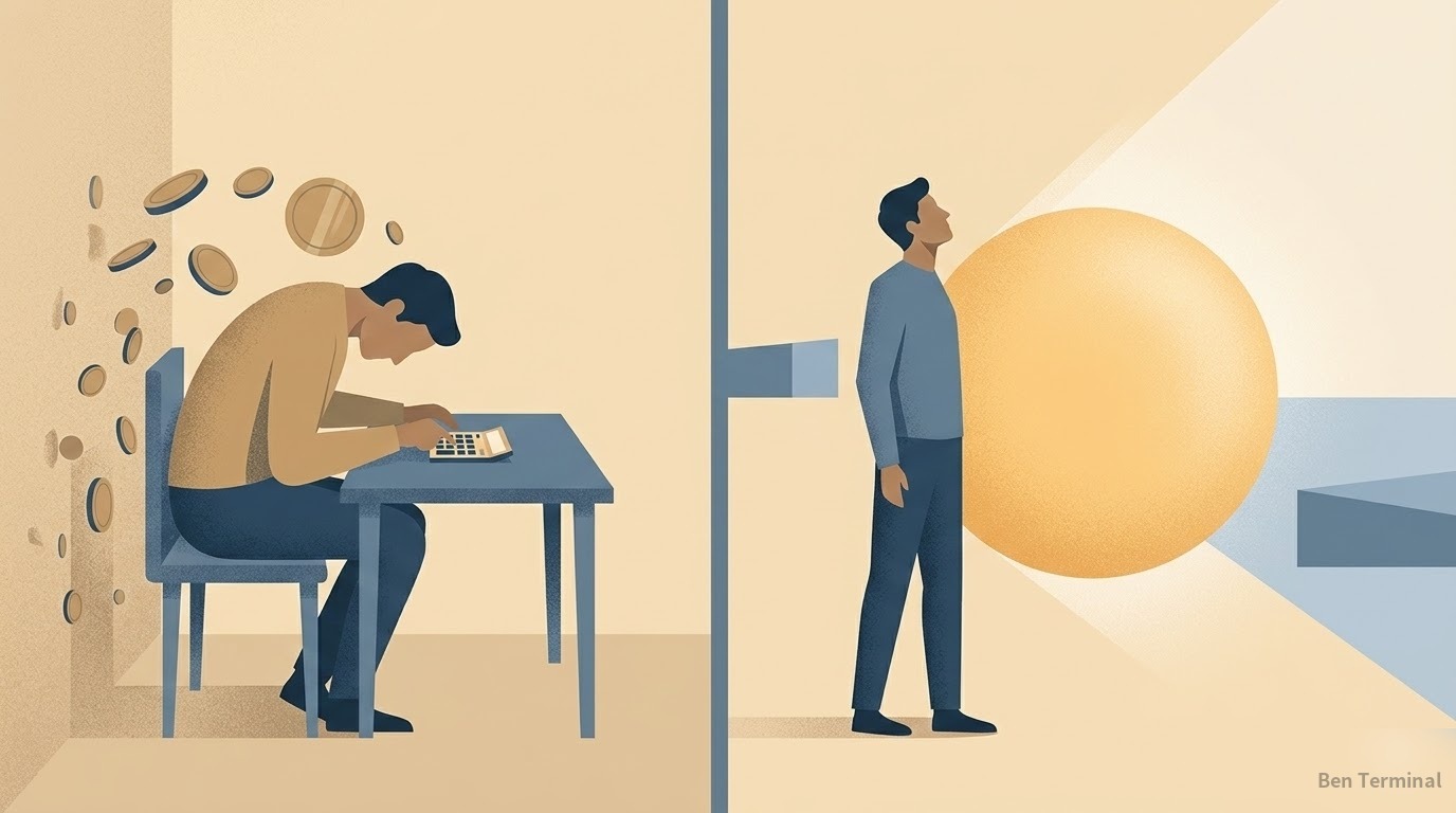 成本思維 vs 價值思維的對比意象