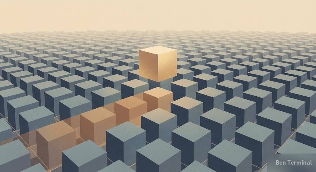 一片灰色方塊中，唯一的金色方塊脫穎而出