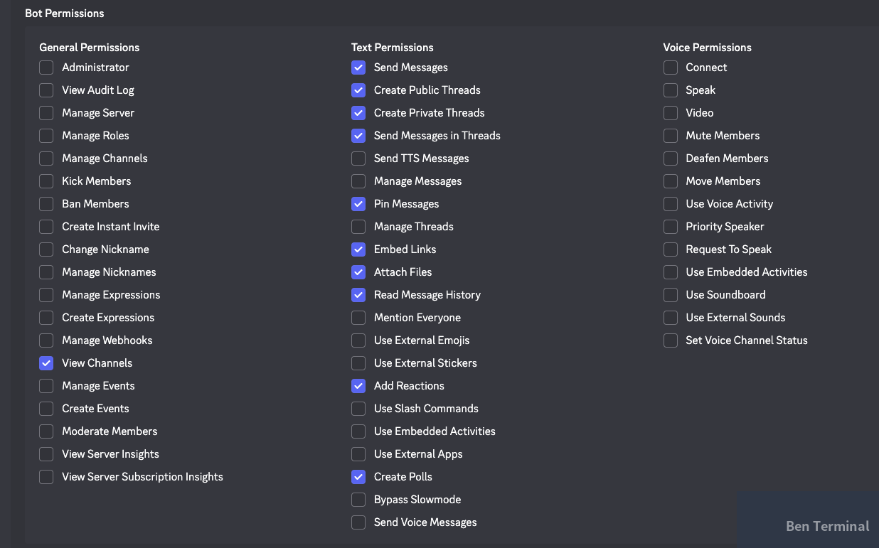 Discord Bot Permissions 設定