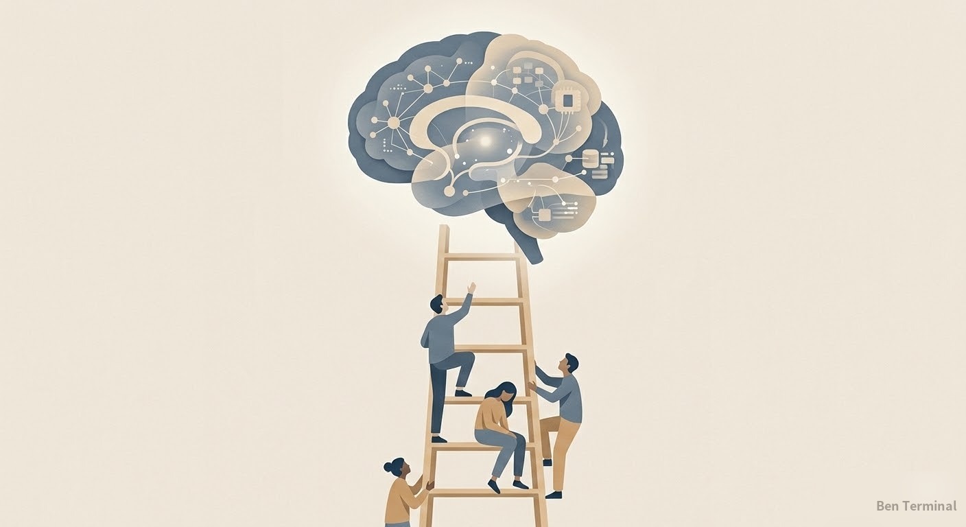 認知階梯頂端已經被 AI 佔據，攀爬的人停在半路